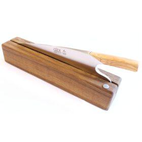 Güde THE KNIFE Olive + porte-couteau chêne fumé